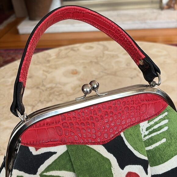 Rare Karen Wilson Limited Edition “Red Rose” Satchel Retro Style Bag - Picture 7 of 13